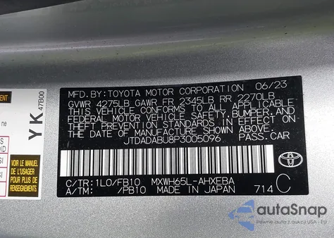 2023 Toyota Prius Le Awd-E из США, поврежденный, VIN JTDADABU8P3005096